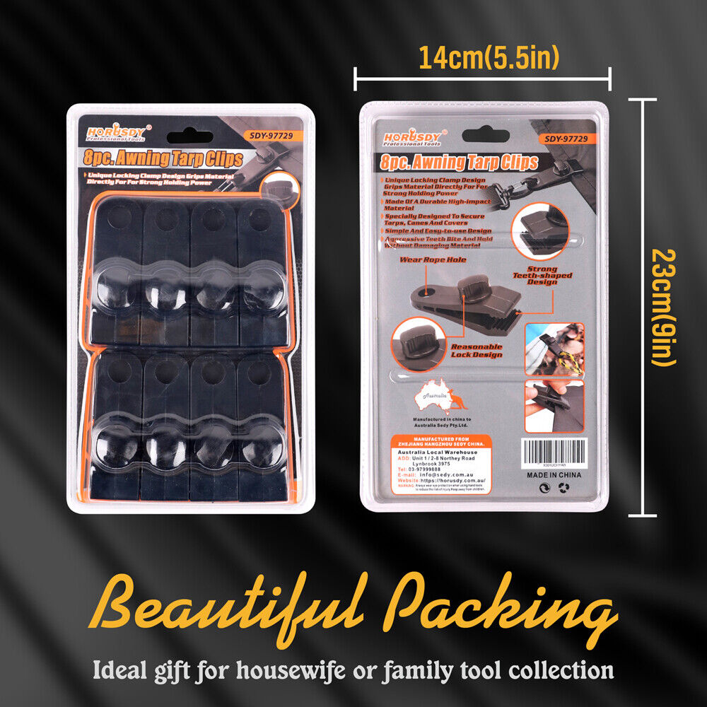 8Pc Awning Tarp Clamp Set Clips Hangers Survival Tent Emergency Grommet V465-SDY-97729