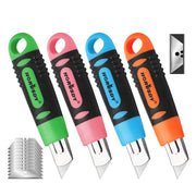4Pc Box Cutter Snap Off Utility Knife Retractable Grip Handle 10x Spare Blades V465-SDY-97910