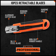 4Pc Box Cutter Snap Off Utility Knife Retractable Grip Handle 10x Spare Blades V465-SDY-97910
