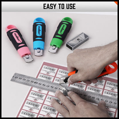 4Pc Box Cutter Snap Off Utility Knife Retractable Grip Handle 10x Spare Blades V465-SDY-97910