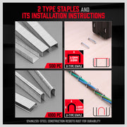 Heavy Duty Staple Gun Set 2in1 Stapler 1500Pc Staples Tacker Hand Fastener Tool V465-TN50067J-AU-5