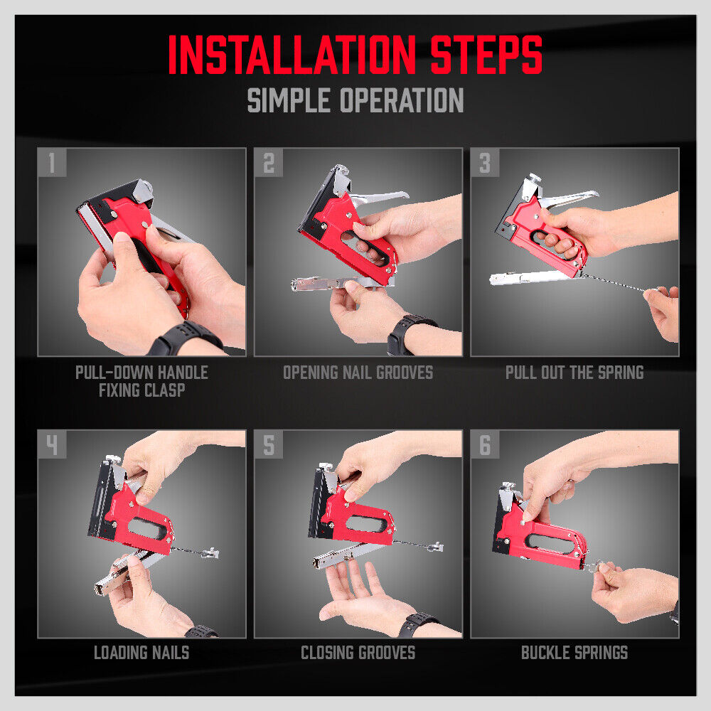 Heavy Duty Staple Gun Set 2in1 Stapler 1500Pc Staples Tacker Hand Fastener Tool V465-TN50067J-AU-5