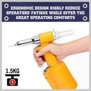 Air Hydraulic Pop Rivet Gun Pneumatic Riveter Industrial 4-Size Set With Case V465-TN75015G-AU-5