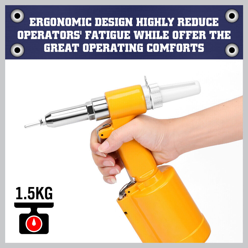Air Hydraulic Pop Rivet Gun Pneumatic Riveter Industrial 4-Size Set With Case V465-TN75015G-AU-5