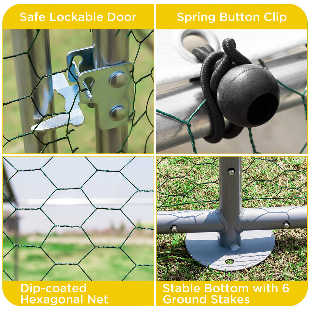 VaKa 3x2x1.95m Metal Walk-in Chicken Coop Rabbit Hutch Cage Hen House Chook Au V465-V51000