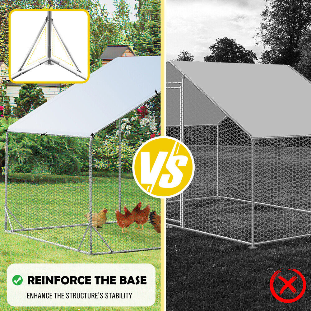 VaKa 3x2x1.95m Metal Walk-in Chicken Coop Rabbit Hutch Cage Hen House Chook Au V465-V51000