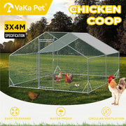 VaKa 3x4x1.95m Metal Walk-in Chicken Coop Rabbit Hutch Cage Hen House Chook Au V465-V51001