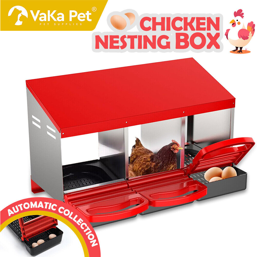 VaKa Chicken Hen Coop Hutch 3 Hole Inside Outside Roll Away Lay Egg Nesting Box V465-V51004