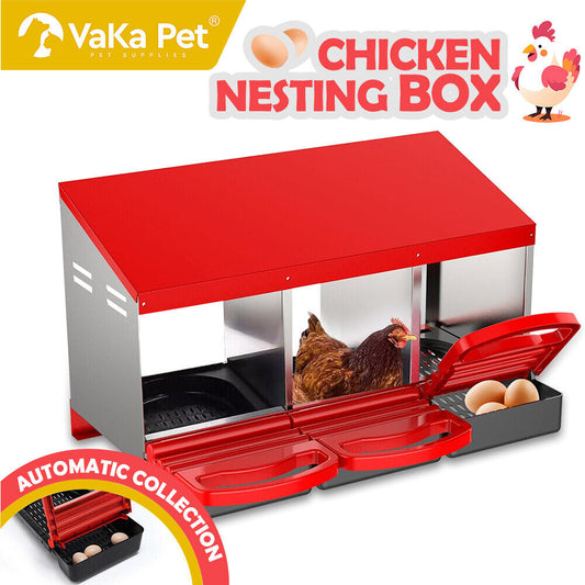 VaKa Chicken Hen Coop Hutch 3 Hole Inside Outside Roll Away Lay Egg Nesting Box V465-V51004