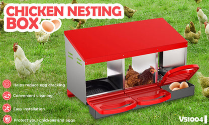 VaKa Chicken Hen Coop Hutch 3 Hole Inside Outside Roll Away Lay Egg Nesting Box V465-V51004