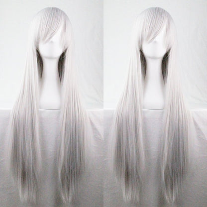 New 80cm Straight Sleek Long Full Hair Wigs w Side Bangs Cosplay Costume Womens, Silver V474-15790