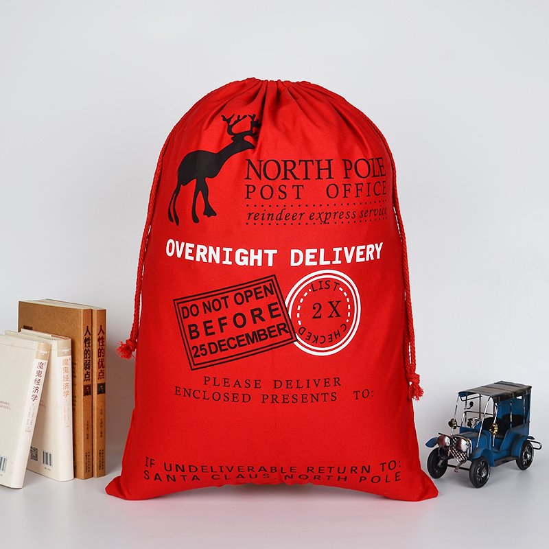 Large Christmas XMAS Hessian Santa Sack Stocking Bag Reindeer Children Gifts Bag, Red - Reindeer Express V474-16764
