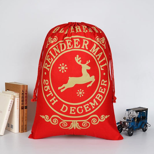 Large Christmas XMAS Hessian Santa Sack Stocking Bag Reindeer Children Gifts Bag, Red - Delivery by Reindeer V474-16768