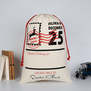 50x70cm Canvas Hessian Christmas Santa Sack Xmas Stocking Reindeer Kids Gift Bag, Cream - Delivery on V474-16794