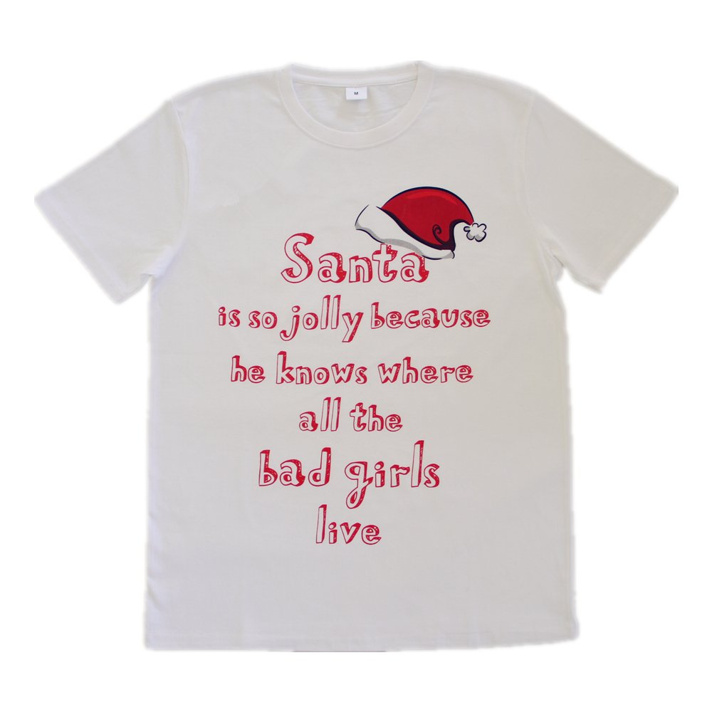 New Funny Adult Xmas Christmas T Shirt Tee Mens Womens 100% Cotton Jolly Ugly, Santa is Jolly, L V474-17384