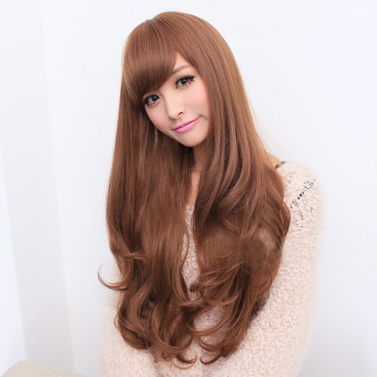 Long Wavy Curly Full Hair Wigs w Side Bangs Cosplay Costume Fancy Anime Womens, Black V474-205988