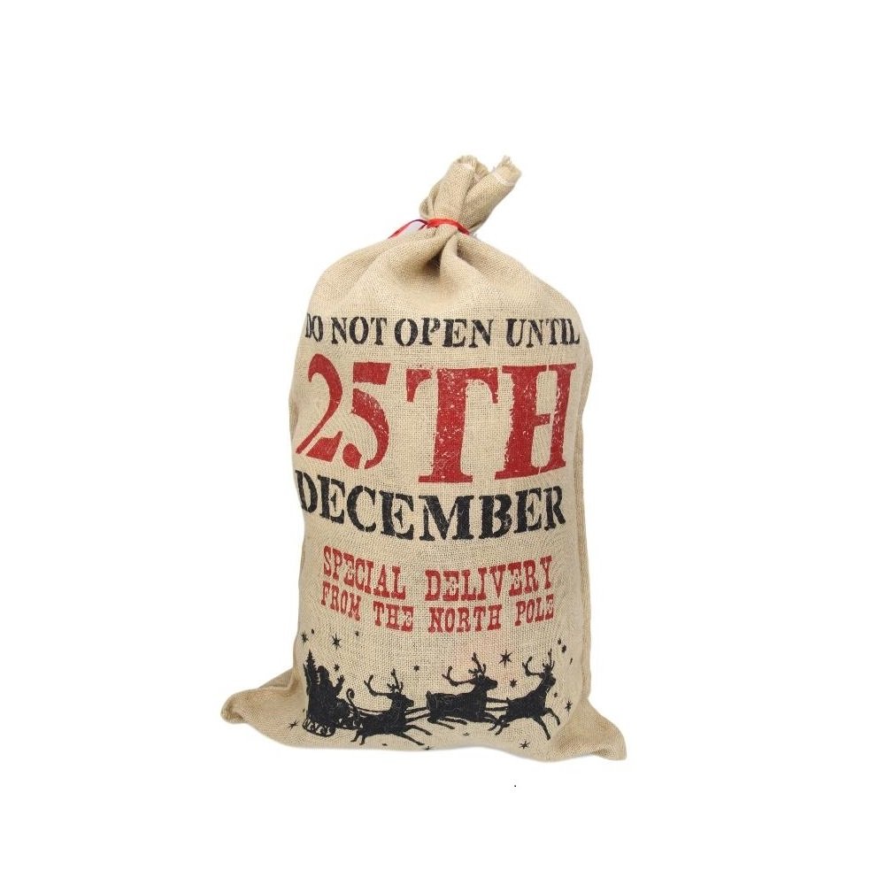 50x70cm Canvas Hessian Christmas Santa Sack Xmas Stocking Reindeer Kids Gift Bag, 50x80cm Hessian - Do not V474-206115
