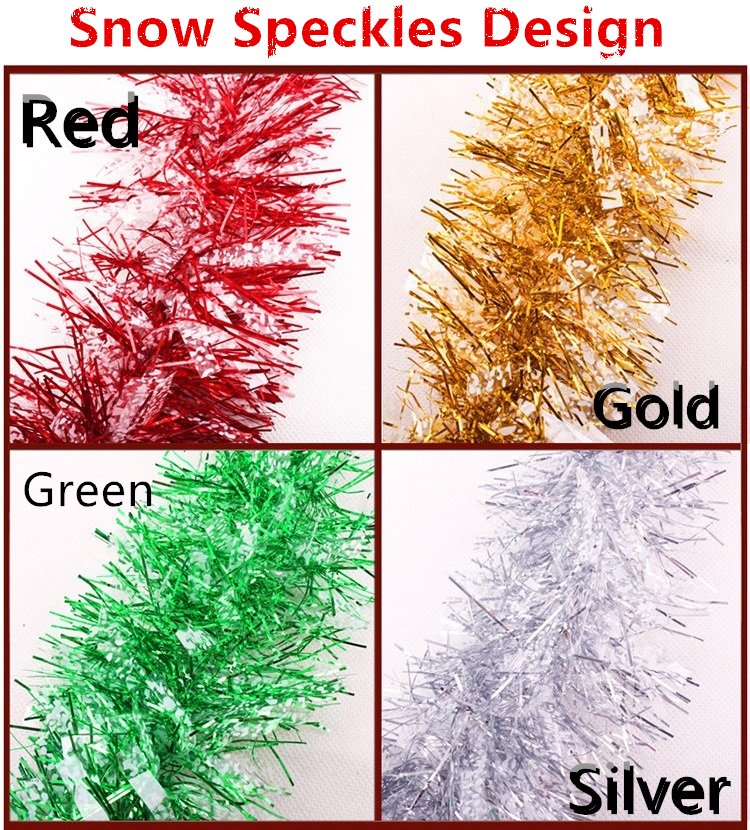 5x 2.5m Christmas Tinsel Xmas Garland Sparkly Snowflake Party Natural Home Decor, Snow Speckles in Silver V474-206331