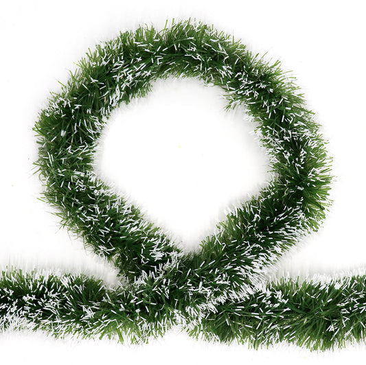 5x 2.5m Christmas Tinsel Xmas Garland Sparkly Snowflake Party Natural Home Decor, Snow Tips in Green V474-206333