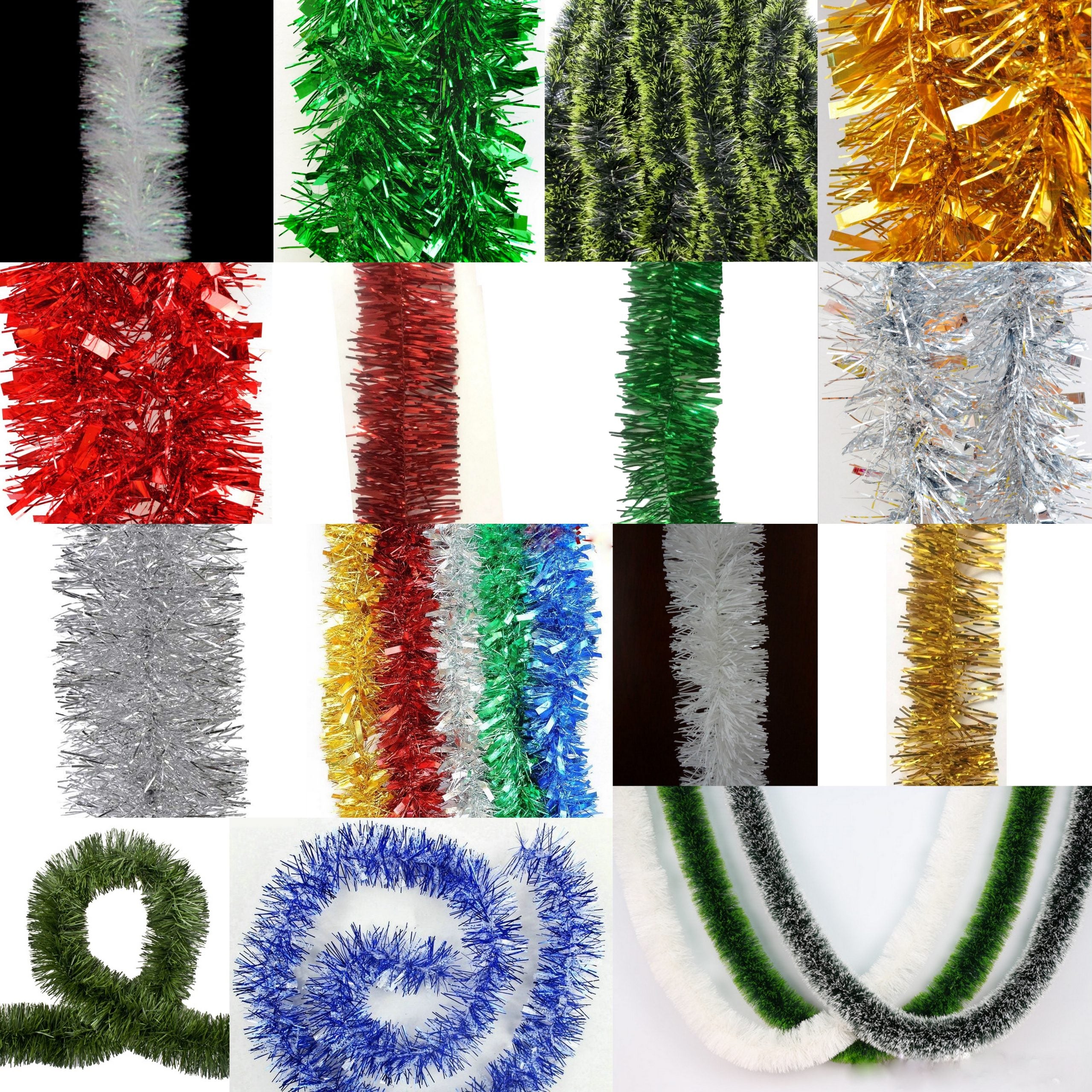 5x 2.5m Christmas Tinsel Xmas Garland Sparkly Snowflake Party Natural Home Decor, Snow Tips in Green (2m) V474-206334