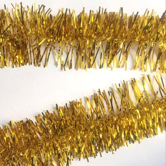 5x 2.5m Christmas Tinsel Xmas Garland Sparkly Snowflake Party Natural Home Decor, Traditional Gold V474-206340