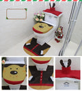 4pcs Christmas Toilet Seat Cover Rug Bathroom Set Santa Snowman Xmas Home Decor, Reindeer V474-207258