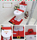 4pcs Christmas Toilet Seat Cover Rug Bathroom Set Santa Snowman Xmas Home Decor, Santa V474-207259