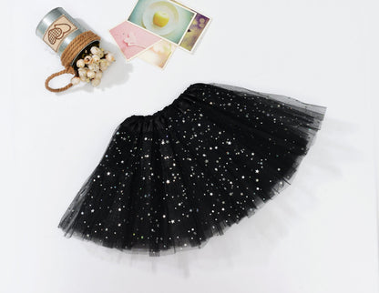 Sequin Tulle Tutu Skirt Ballet Kids Princess Dressup Party Baby Girls Dance Wear, Black, Kids V474-210082