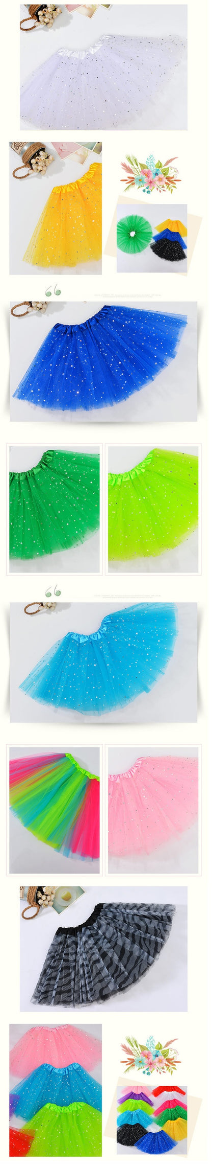 Sequin Tulle Tutu Skirt Ballet Kids Princess Dressup Party Baby Girls Dance Wear, Blue, Kids V474-210084