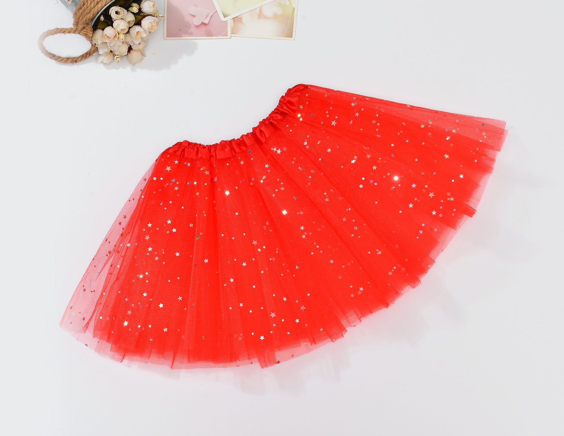 Sequin Tulle Tutu Skirt Ballet Kids Princess Dressup Party Baby Girls Dance Wear, Red, Kids V474-210092