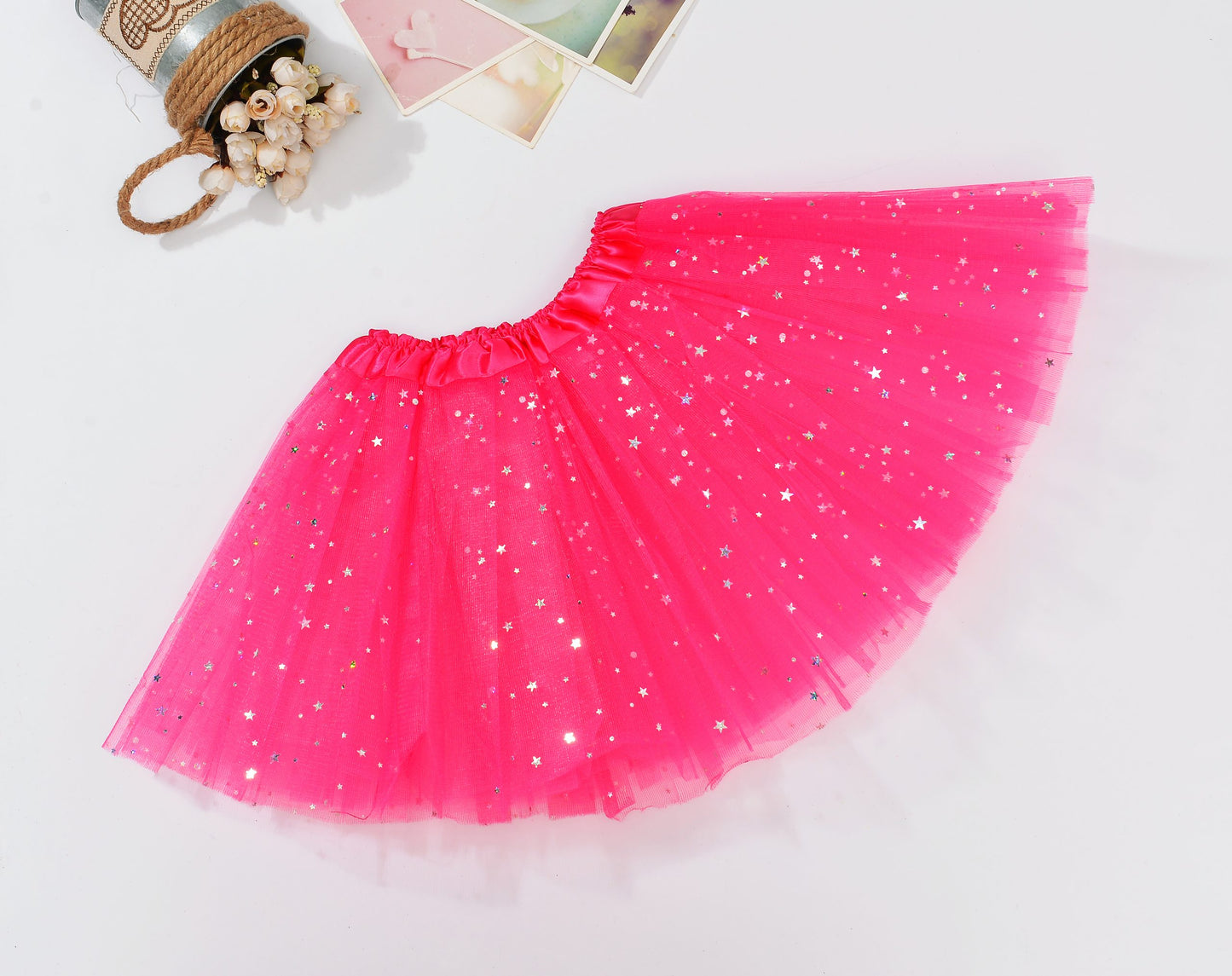Sequin Tulle Tutu Skirt Ballet Kids Princess Dressup Party Baby Girls Dance Wear, Rose, Kids V474-210094