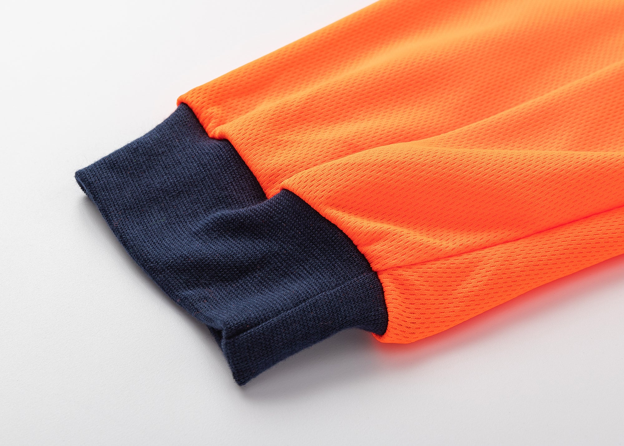 HI VIS Long Sleeve Workwear Shirt w Reflective Tape Cool Dry Safety Polo 2 Tone, Fluoro Orange / Navy, S V474-210984