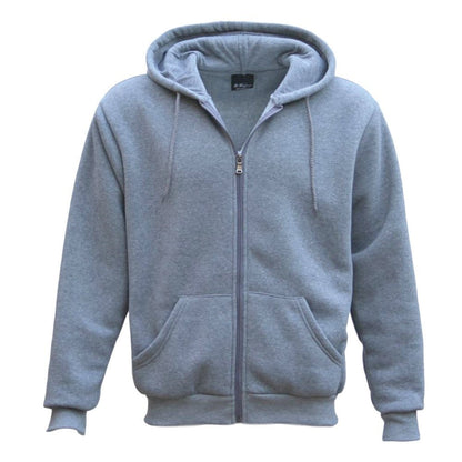 Adult Unisex Zip Plain Fleece Hoodie Hooded Jacket Mens Sweatshirt Jumper XS-8XL, Light Grey, L V474-211049
