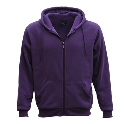 Adult Unisex Zip Plain Fleece Hoodie Hooded Jacket Mens Sweatshirt Jumper XS-8XL, Purple, 2XL V474-211061