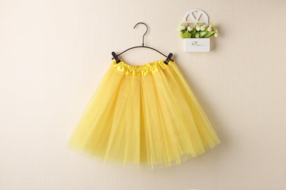 New Adults Tulle Tutu Skirt Dressup Party Costume Ballet Womens Girls Dance Wear, Yellow, Kids V474-211432