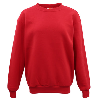 New Adult Unisex Plain Pullover Fleece Jumper Mens Long Sleeve Crew Neck Sweater, Black, M V474-211533