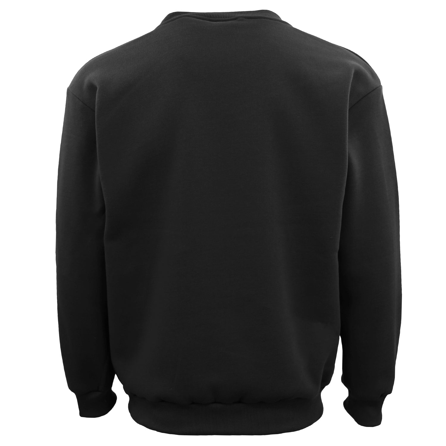 New Adult Unisex Plain Pullover Fleece Jumper Mens Long Sleeve Crew Neck Sweater, Black, L