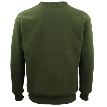 New Adult Unisex Plain Pullover Fleece Jumper Mens Long Sleeve Crew Neck Sweater, Black, L V474-211534