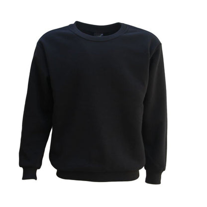 New Adult Unisex Plain Pullover Fleece Jumper Mens Long Sleeve Crew Neck Sweater, Black, 3XL V474-211537
