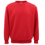New Adult Unisex Plain Pullover Fleece Jumper Mens Long Sleeve Crew Neck Sweater, Navy, S