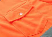 HI VIS Short Sleeve Workwear Shirt w Reflective Tape Cool Dry Safety Polo 2 Tone, Fluoro Orange / Navy, XL