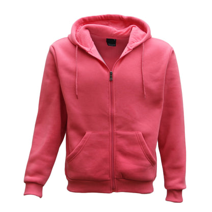 Adult Unisex Zip Plain Fleece Hoodie Hooded Jacket Mens Sweatshirt Jumper XS-8XL, Hot Pink, XS V474-213071