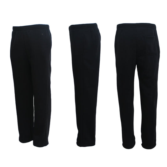 New Adult Mens Unisex Track Suit Fleece Lined Pants Sport Gym Work Casual Winter, Black, XL V474-214107