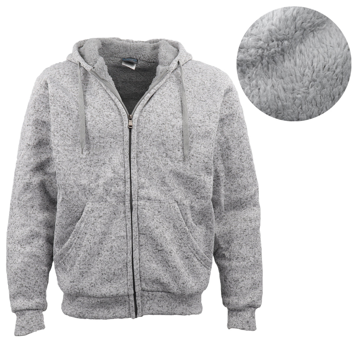 Men's Thick Zip Up Hooded Hoodie w Winter Sherpa Fur Jumper Coat Jacket Sweater, Dark Grey, L V474-216173