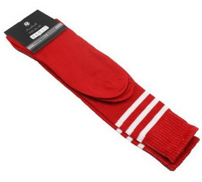 Mens Womens Sports Breathable Tube Long High Socks Knee Warm Casual Footy Soccer, Red V474-218664