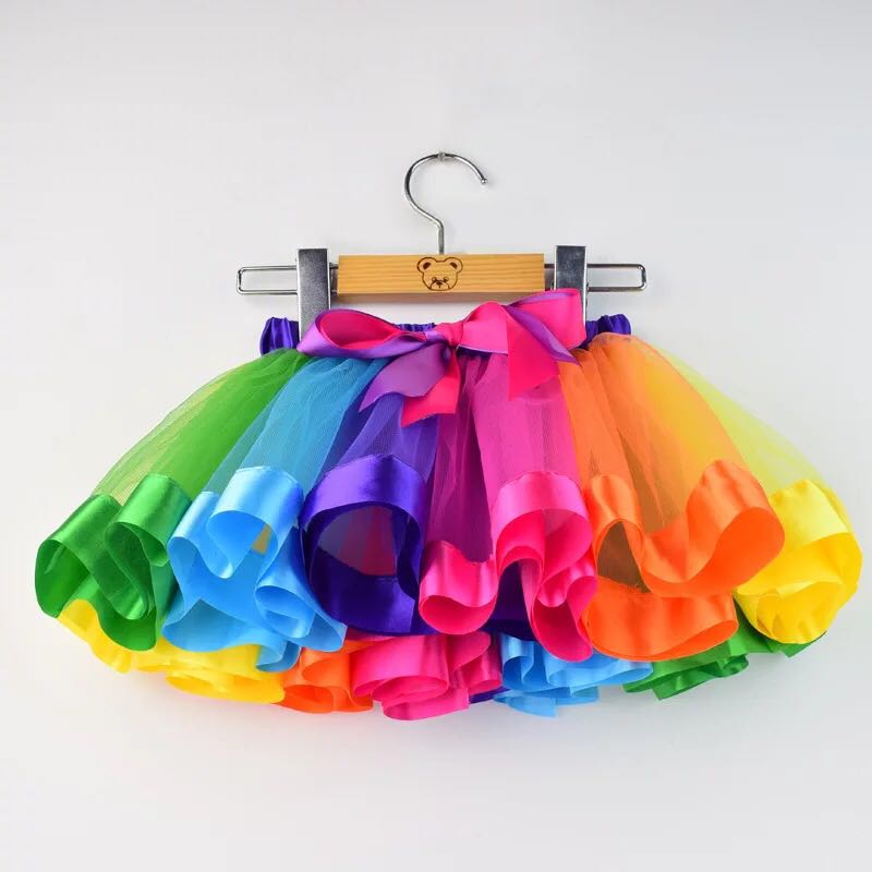 New Adults Tulle Tutu Skirt Dressup Party Costume Ballet Womens Girls Dance Wear, Rainbow_B, Kids V474-226078