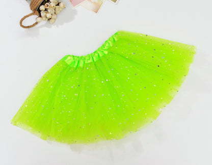 Sequin Tulle Tutu Skirt Ballet Kids Princess Dressup Party Baby Girls Dance Wear, Neon Green, Kids V474-226080