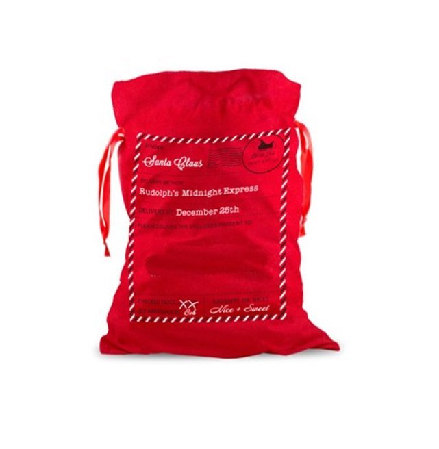 50x70cm Canvas Hessian Christmas Santa Sack Xmas Stocking Reindeer Kids Gift Bag, Red - Santa Mail V474-226940