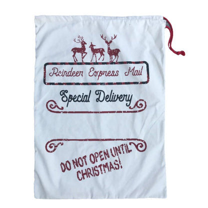 Large Christmas XMAS Hessian Santa Sack Stocking Bag Reindeer Children Gifts Bag, Cream - Reindeer Express V474-226941