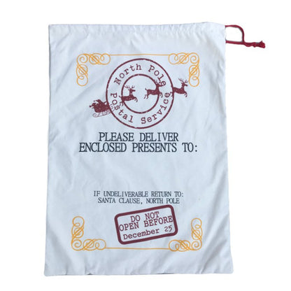 Large Christmas XMAS Hessian Santa Sack Stocking Bag Reindeer Children Gifts Bag, Cream - North Pole Postal V474-226959